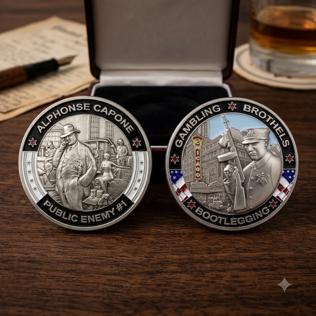 CHICAGO POLICE CHALLENGE COIN: Al Capone - Public Enemy CHICAGO POLICE CHALLENGE COIN: Al Capone - Public Enemy