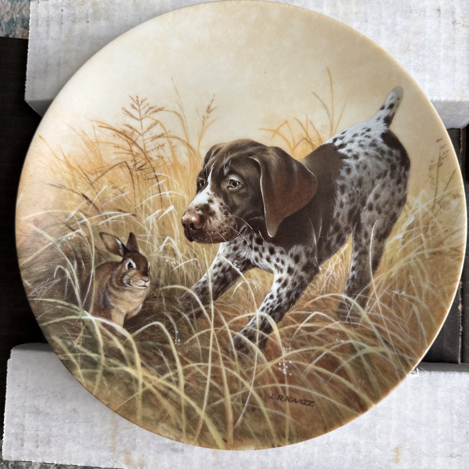 Edwin M Knowles Fritz's Folly German Shorthaired Pointer Plate w/ COA Box 1988 5