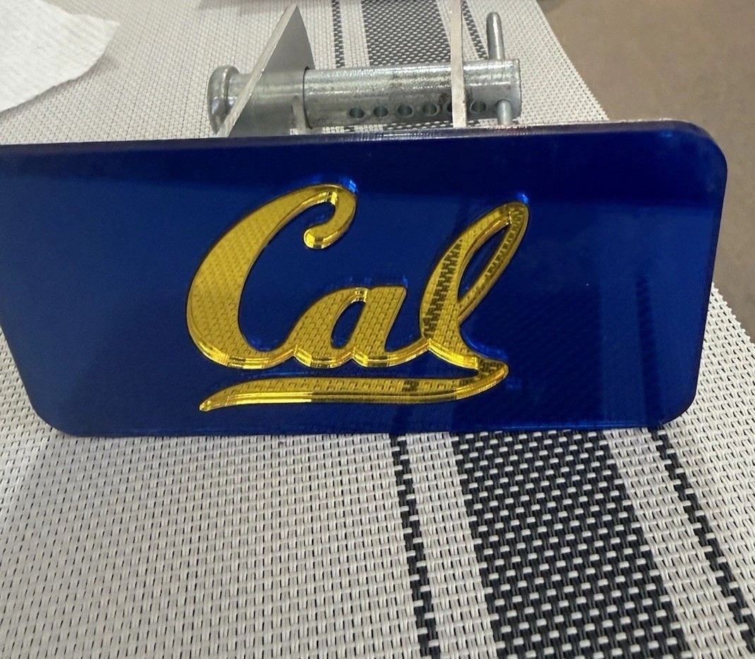 Vintage UC Berkeley Cal Golden Bears Blue Gold Auto Bumper Display Sign Bracket
