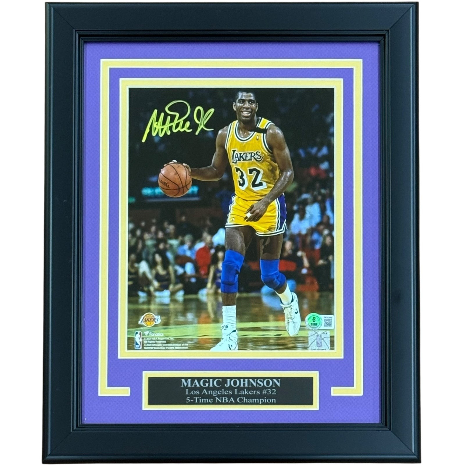 Magic Johnson Autographed Los Angeles Lakers Deluxe Framed 8x10 Photo - Beckett