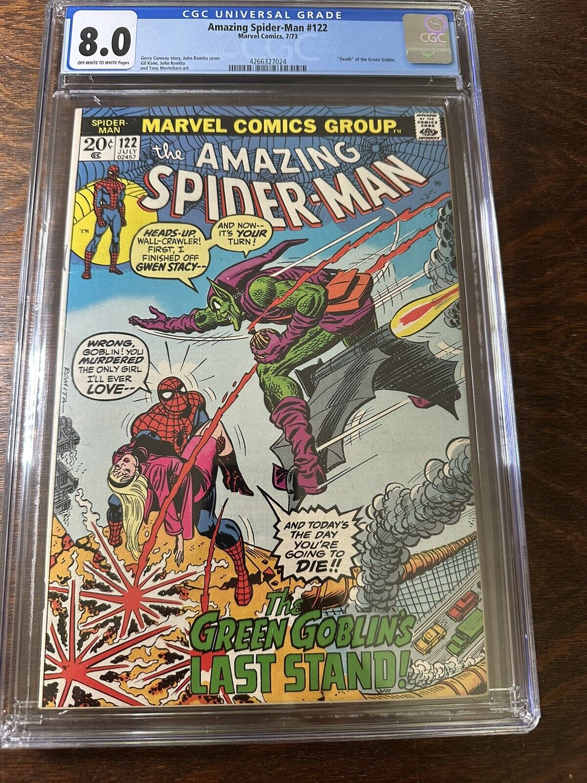 Amazing Spider-Man # 122 CGC 8.0 Off-White to White Pages Marvel 7/73