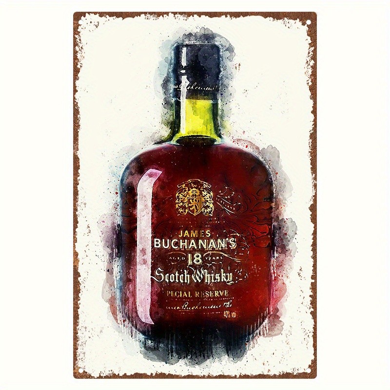 Vintage Buchanan\'s 18 Scotch Whiskey Tin Metal Signs Home Décor 8x12
