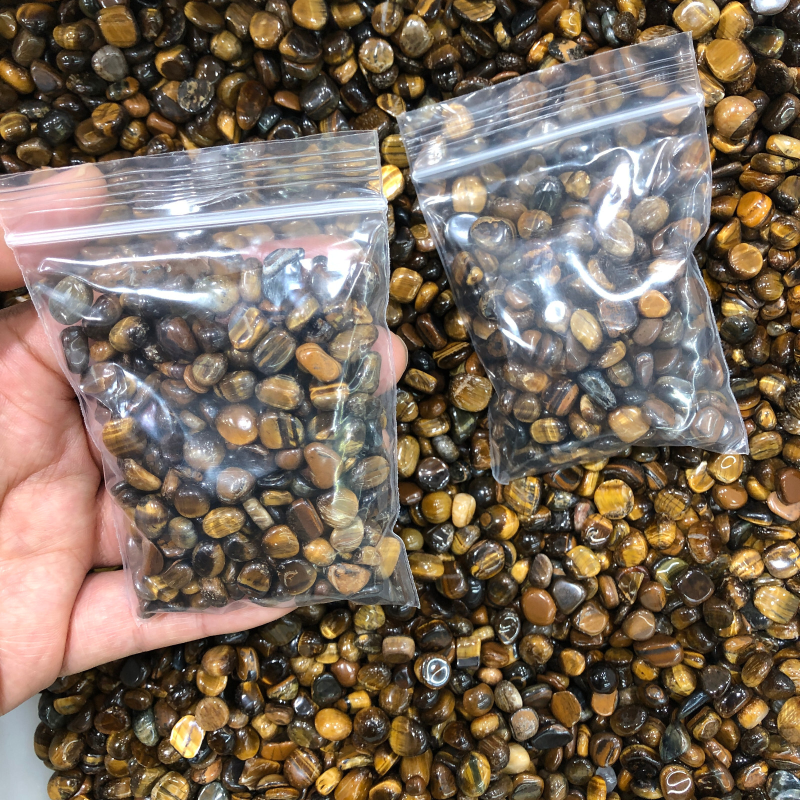 100g Natural yellow tiger eye crystal gravel reiki healing fish tank decoration