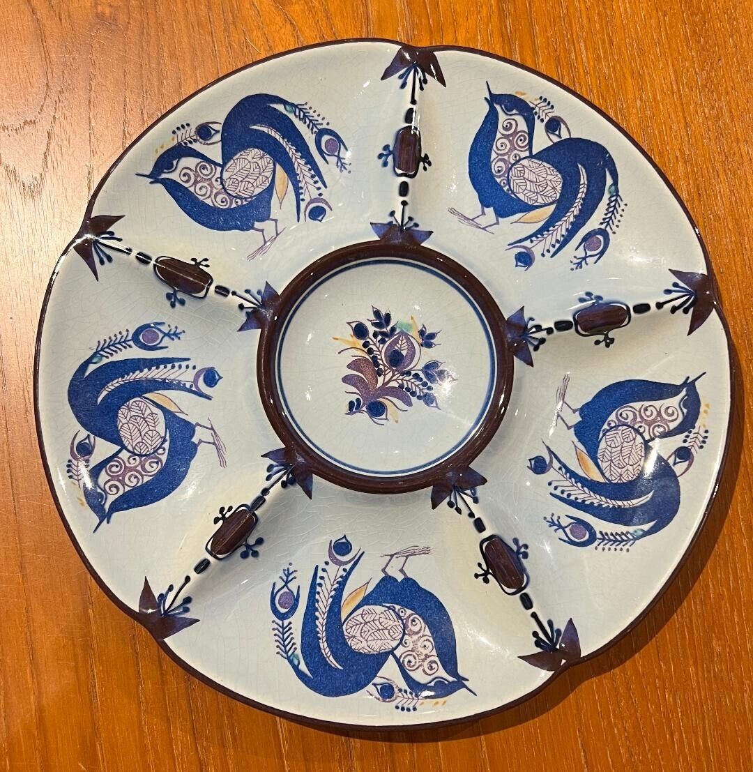 Vintage Royal Copenhagen Danish Modern Blue Peacock Dish Plate Bette Jesssn