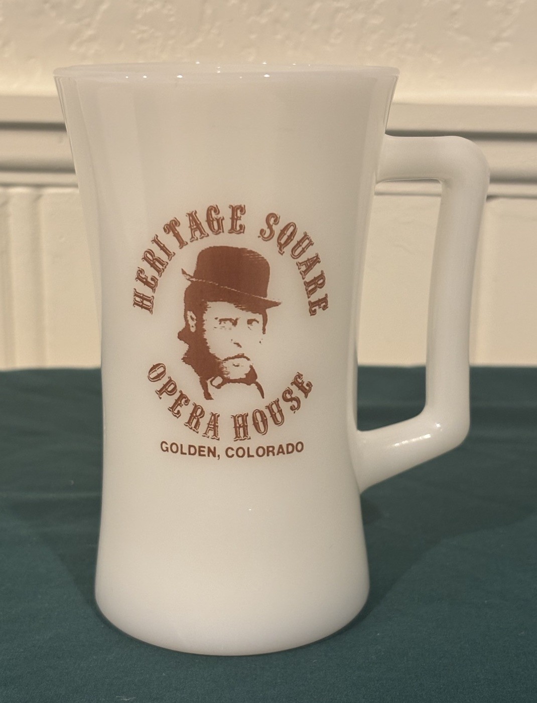 Heritage Square Opera House Golden CO Vintage VTG Milk Glass Mug Souvenir Tall