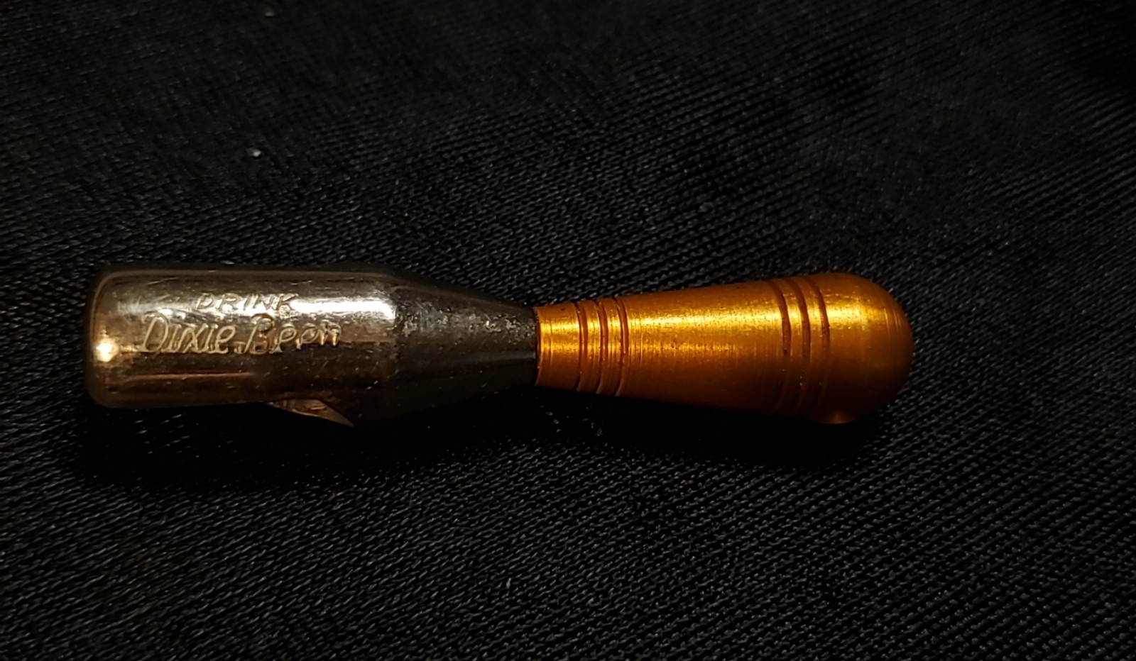 Vintage Drink DIXIE BEER Bottle Opener Bowling Pin Bomb Torpedo Gold
