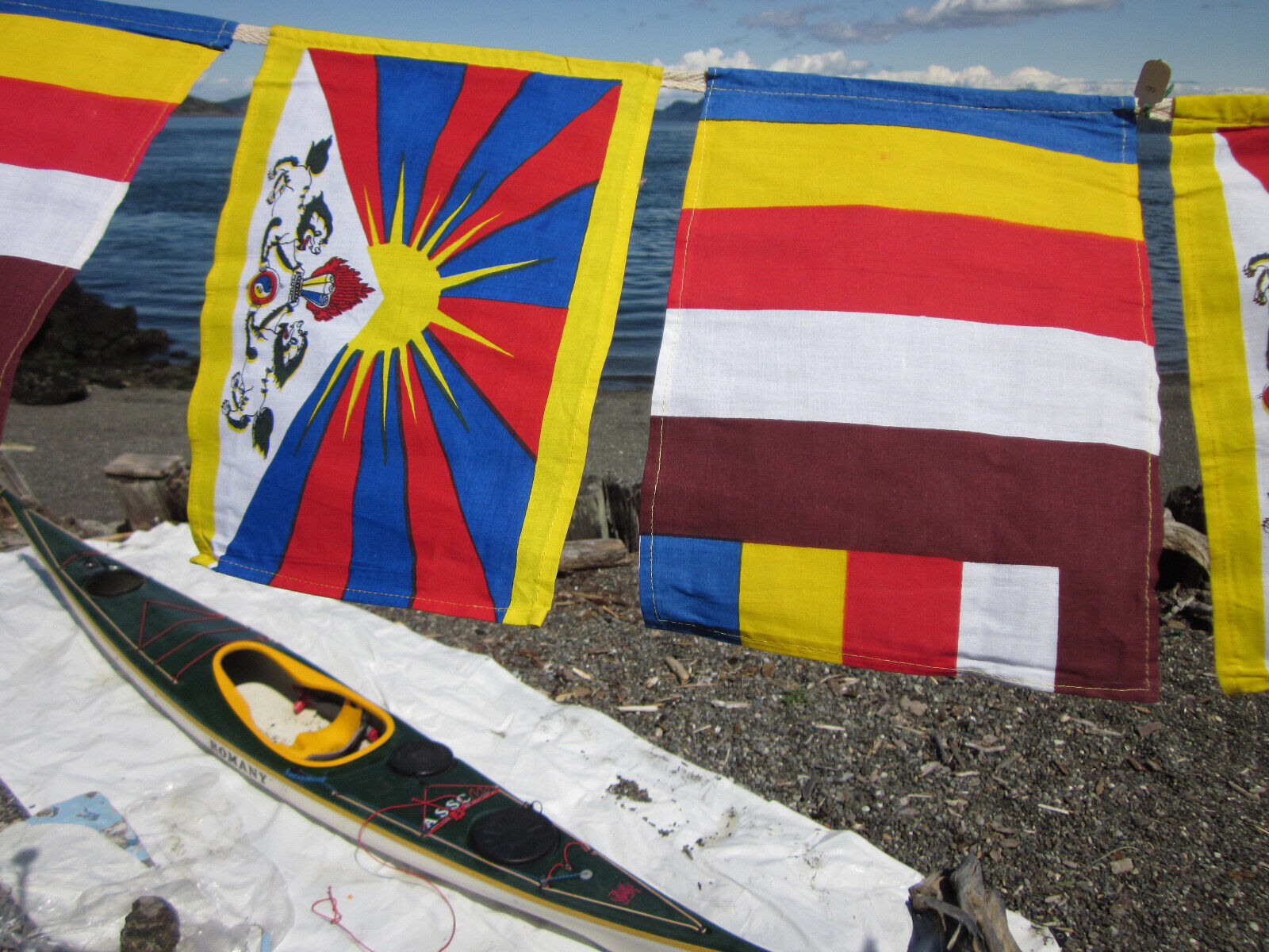 USA Seller--Fair Trade Cotton Prayer Flags with Tibetan & Buddhist Flags 9 X 12\