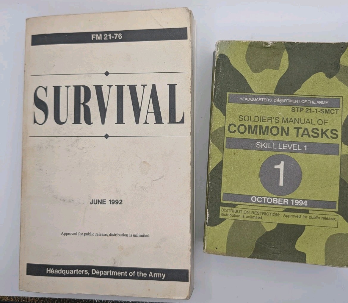 1990s US Army Field Manual Lot 2pc FM 21-76 Survival 1992 & STP 21-1 SMCT...