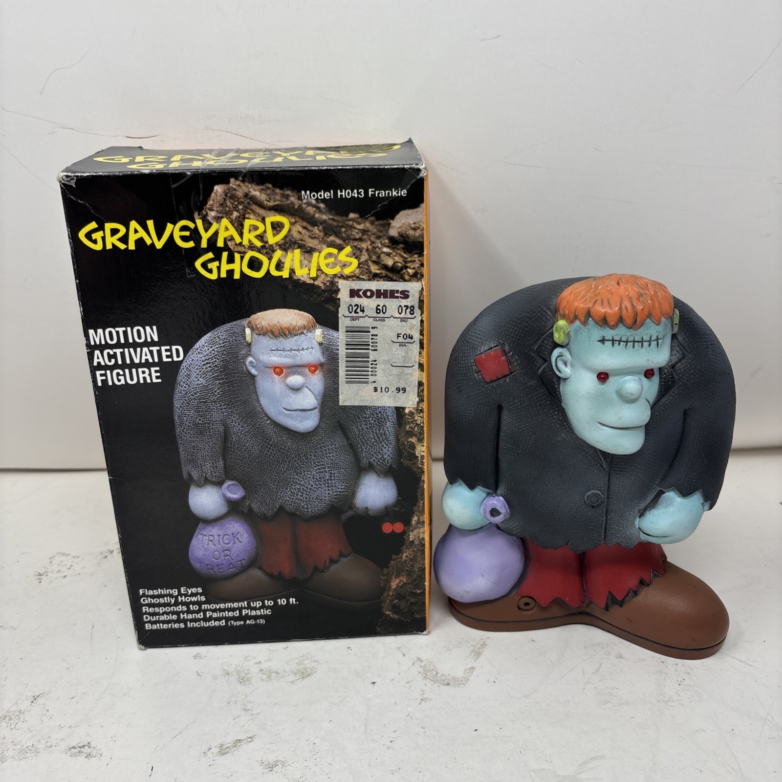 Halloween Frankenstein 1989 ATP Glowing Eyes Battery VINTAGE Plastic Figurine 7”