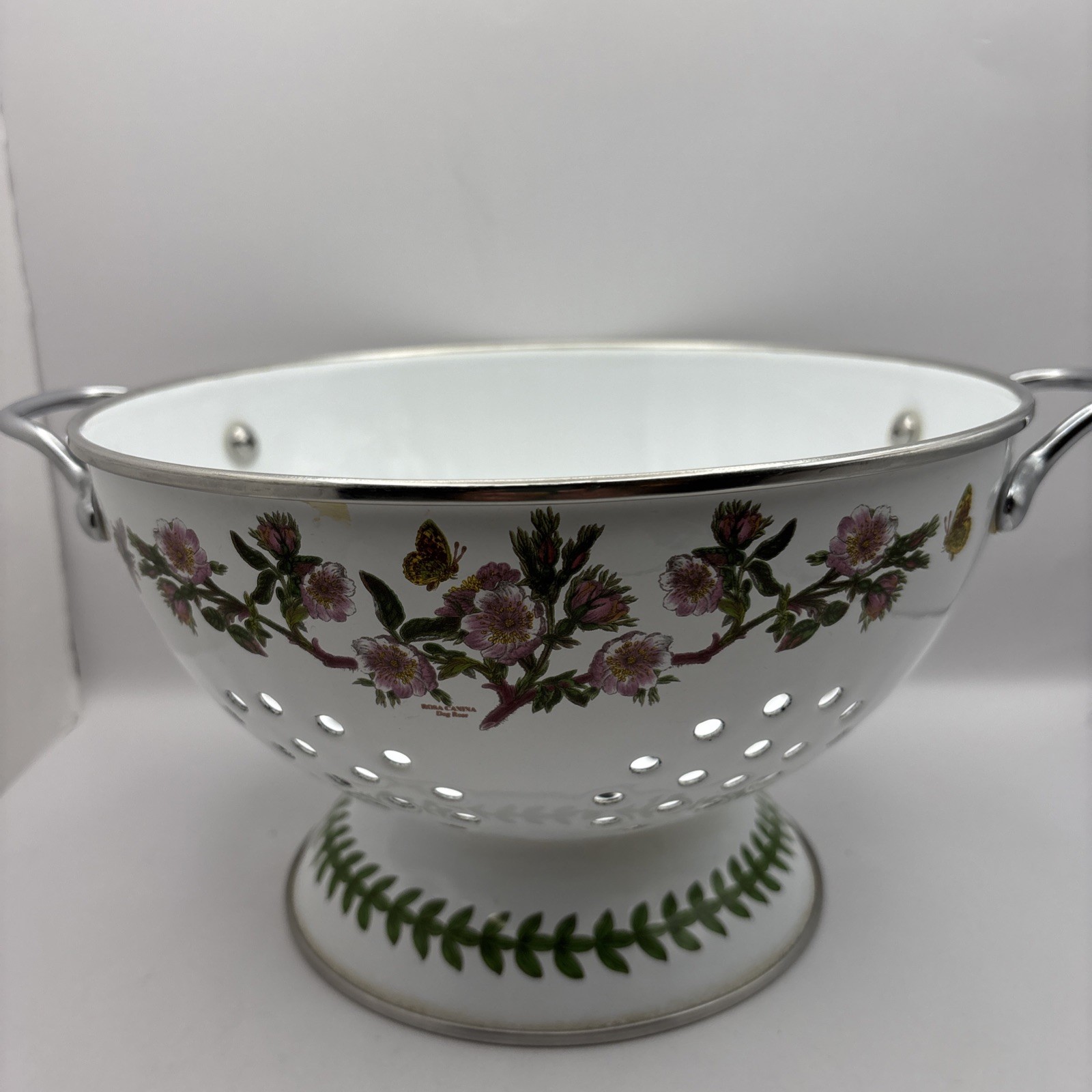 Vintage Portmeirion Botanic Garden Enameled Metal Colander 