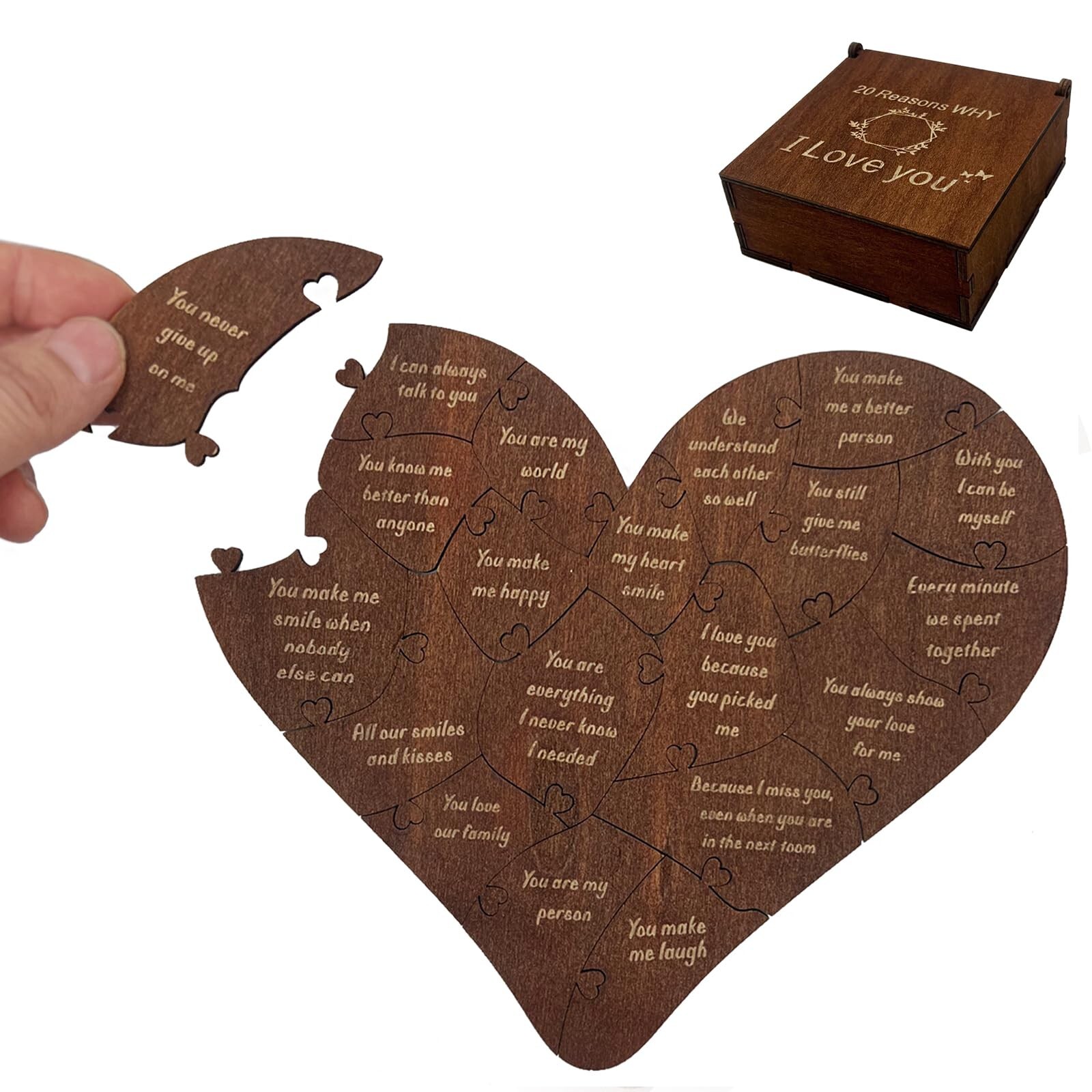 20 Reasons Why I Love You Gift Box,Romantic Heart Wooden Puzzle for Him, Her ... 20 Reasons Why I Love You Gift Box,Romantic Heart Wooden Puzzle for Him, Her ...