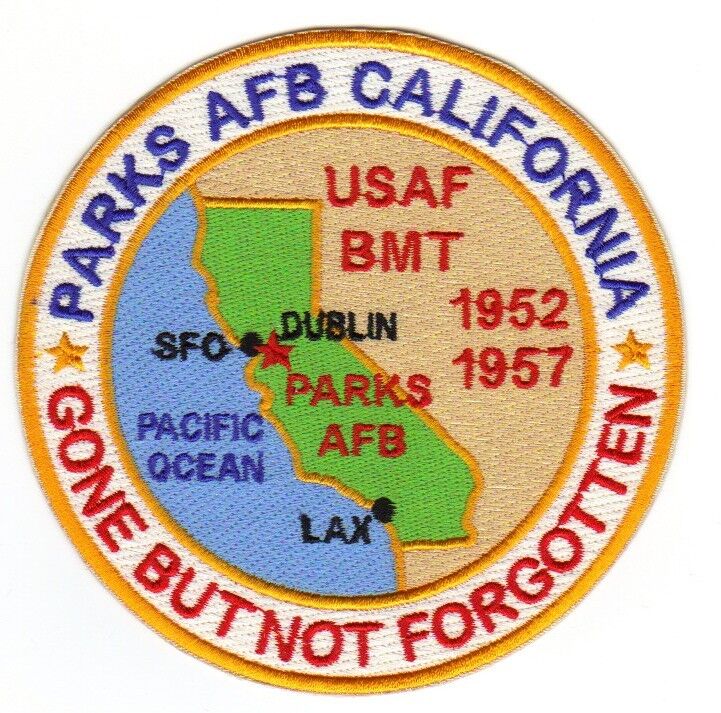 USAF BASE PATCH, PARKS AFB, DUBLIN CALIFORNIA, FORMER USAF BMT, 1952-1957     Y 