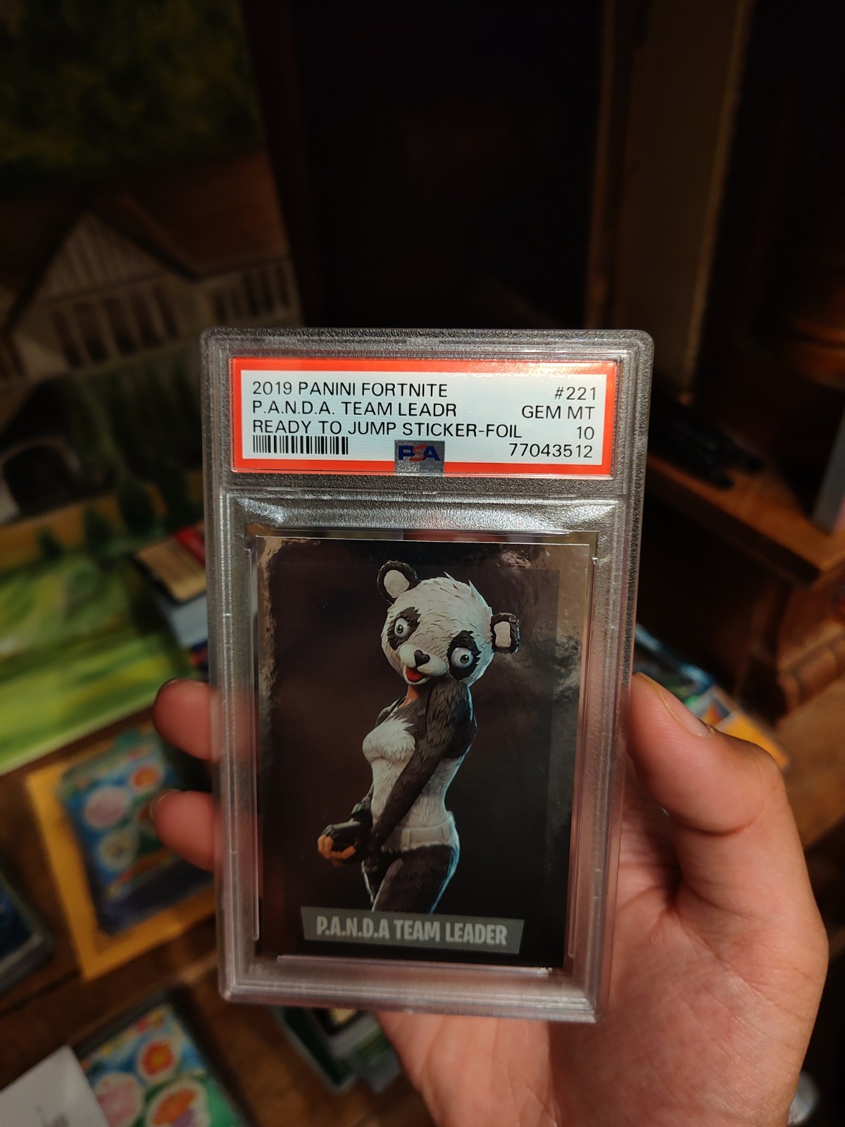 Fortnite PSA 10 Panda Team Leader Ready To Jump Sticker Foil 2019 #221 POP 1