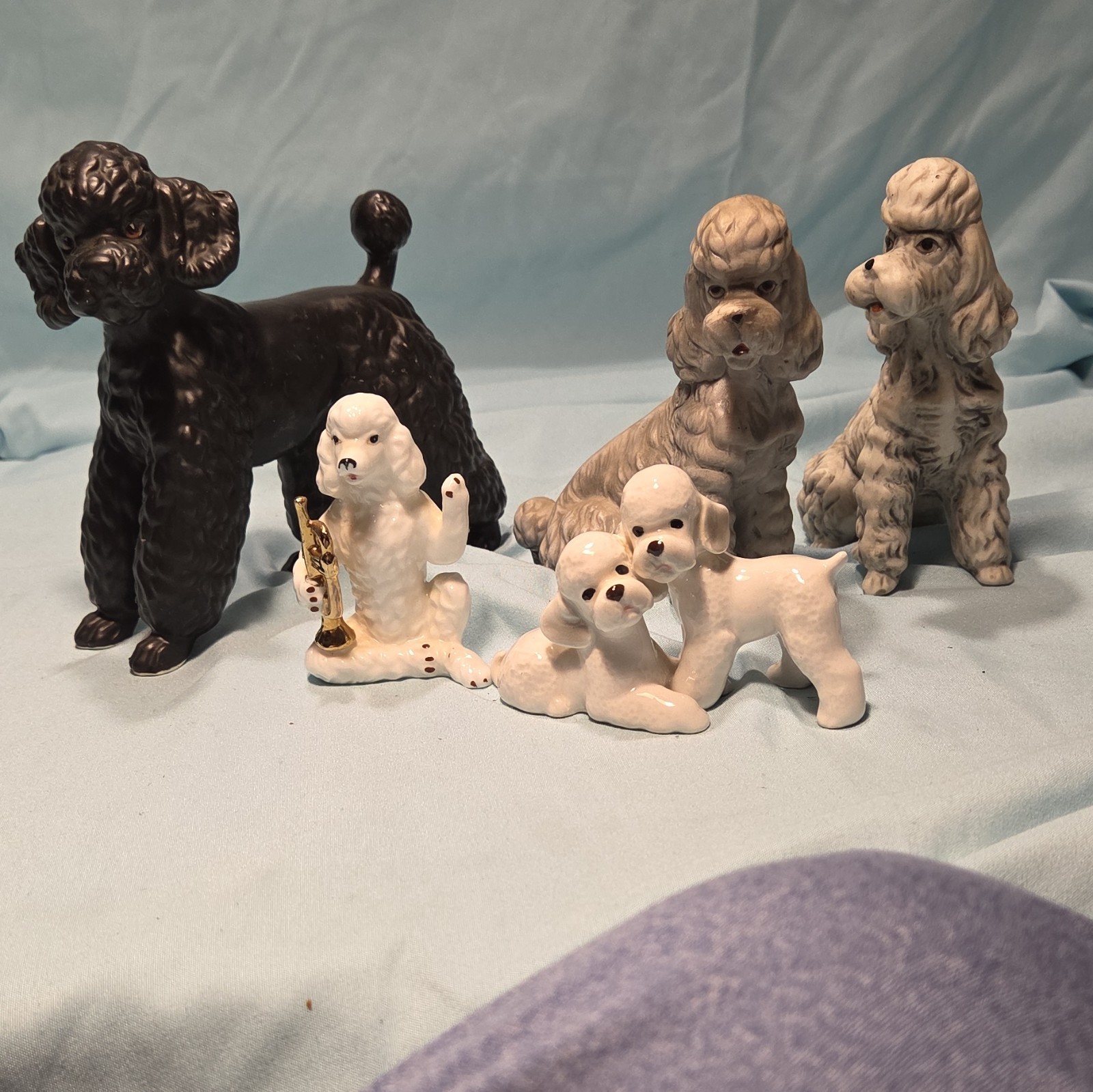 Vintage Mid Century Poodle Figurine Collection Lot of 5 Lefton Enesco UCGC Dogs