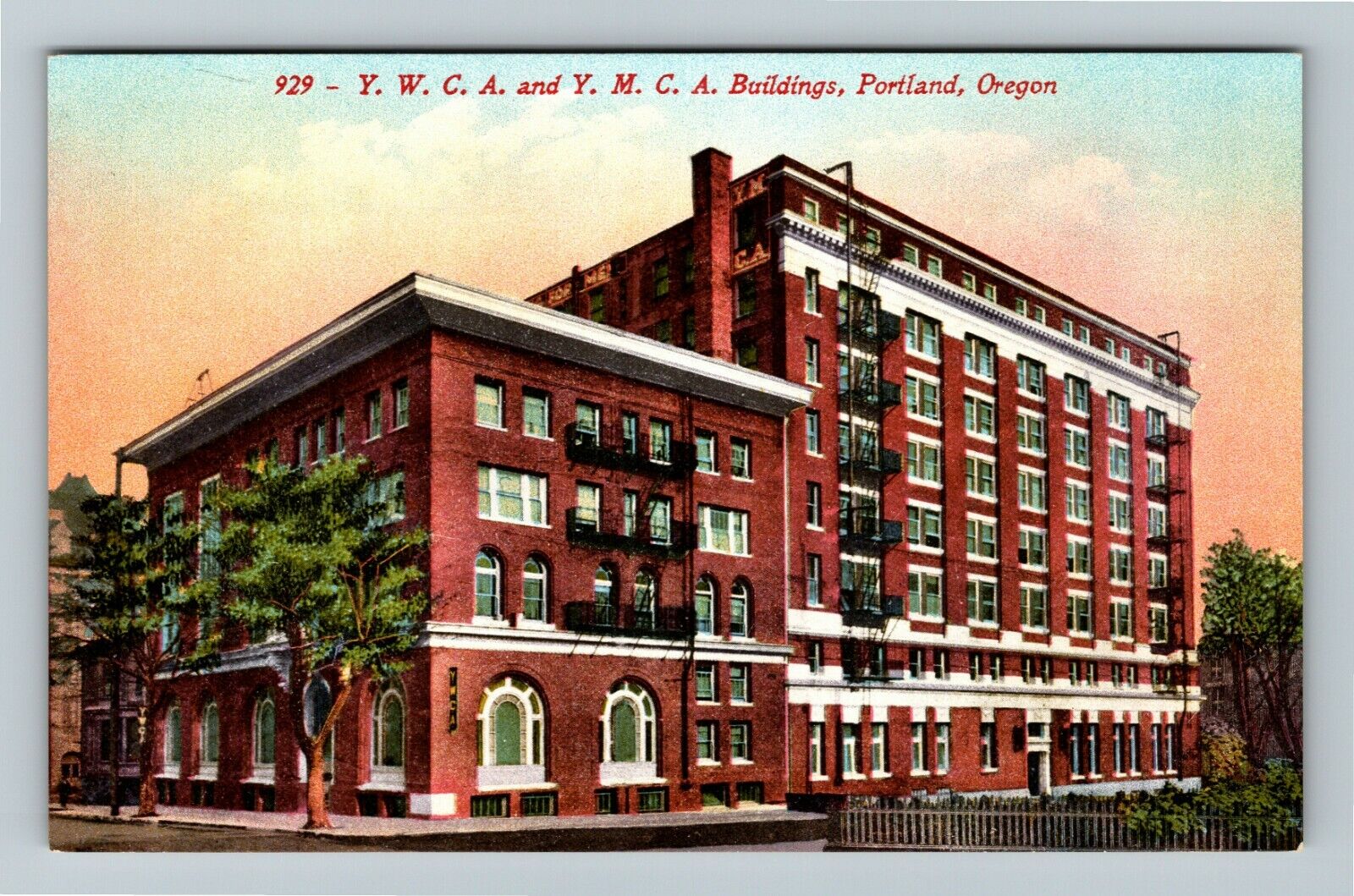 Portland OR-Oregon, YWCA & YMCA Buildings Vintage Souvenir Postcard