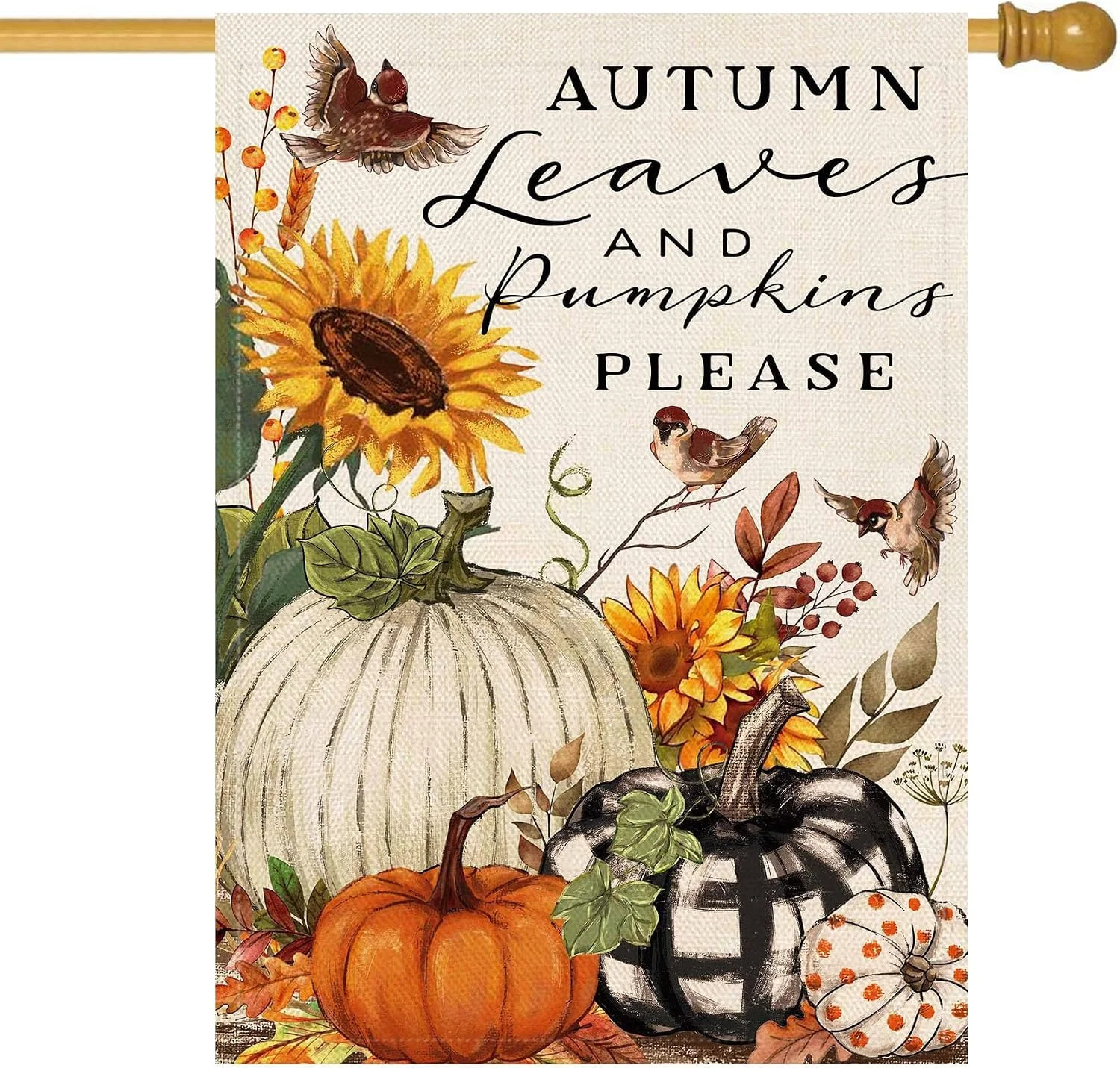 Baccessor Fall Pumpkins House Flag 28 x 40 Inch Double Sided Autumn Harvest Than Baccessor Fall Pumpkins House Flag 28 x 40 Inch Double Sided Autumn Harvest Than
