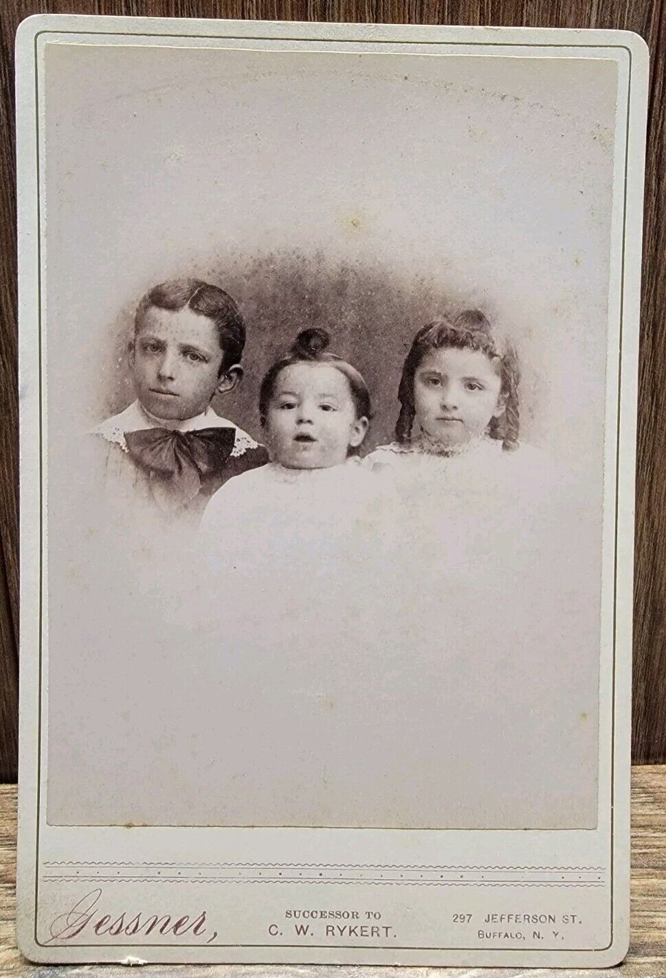 Antique Post Mortem? Toddler Cabinet Card With Brother & Sister Buffalo NY