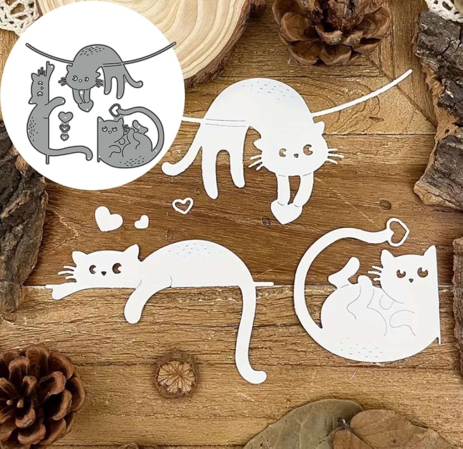 3Pcs/Set Cats Metal Die Cuts, Lovely Lying Cats Metal Cutting Dies, Stencils, Ca