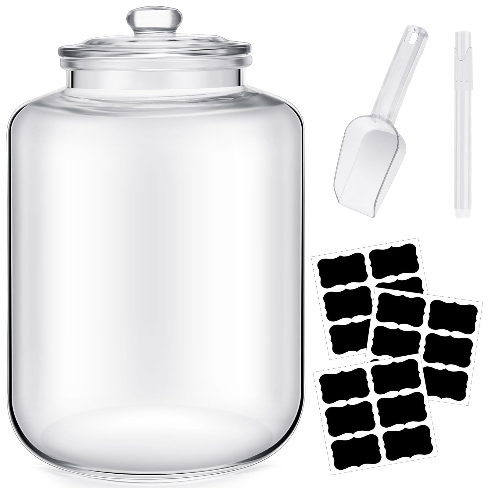 Yaomiao 6 Gallon Glass Jar Lid Large Cookie Jar Big Opening Airtight Food