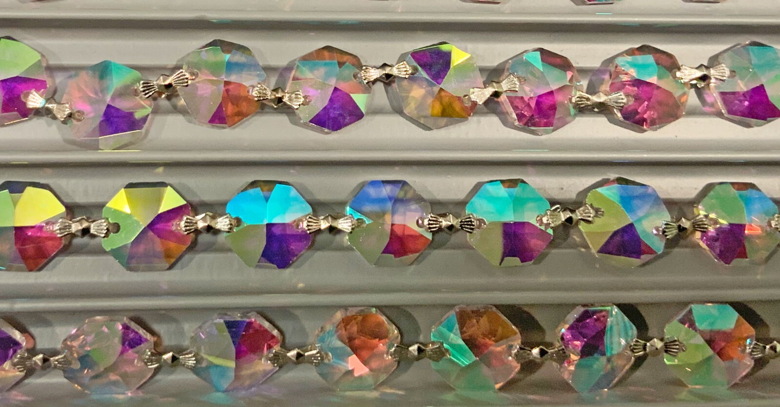 AB Asfour Crystal Octagon Garland Chain Chrome Bowtie #1080 14mm | 22 Yards