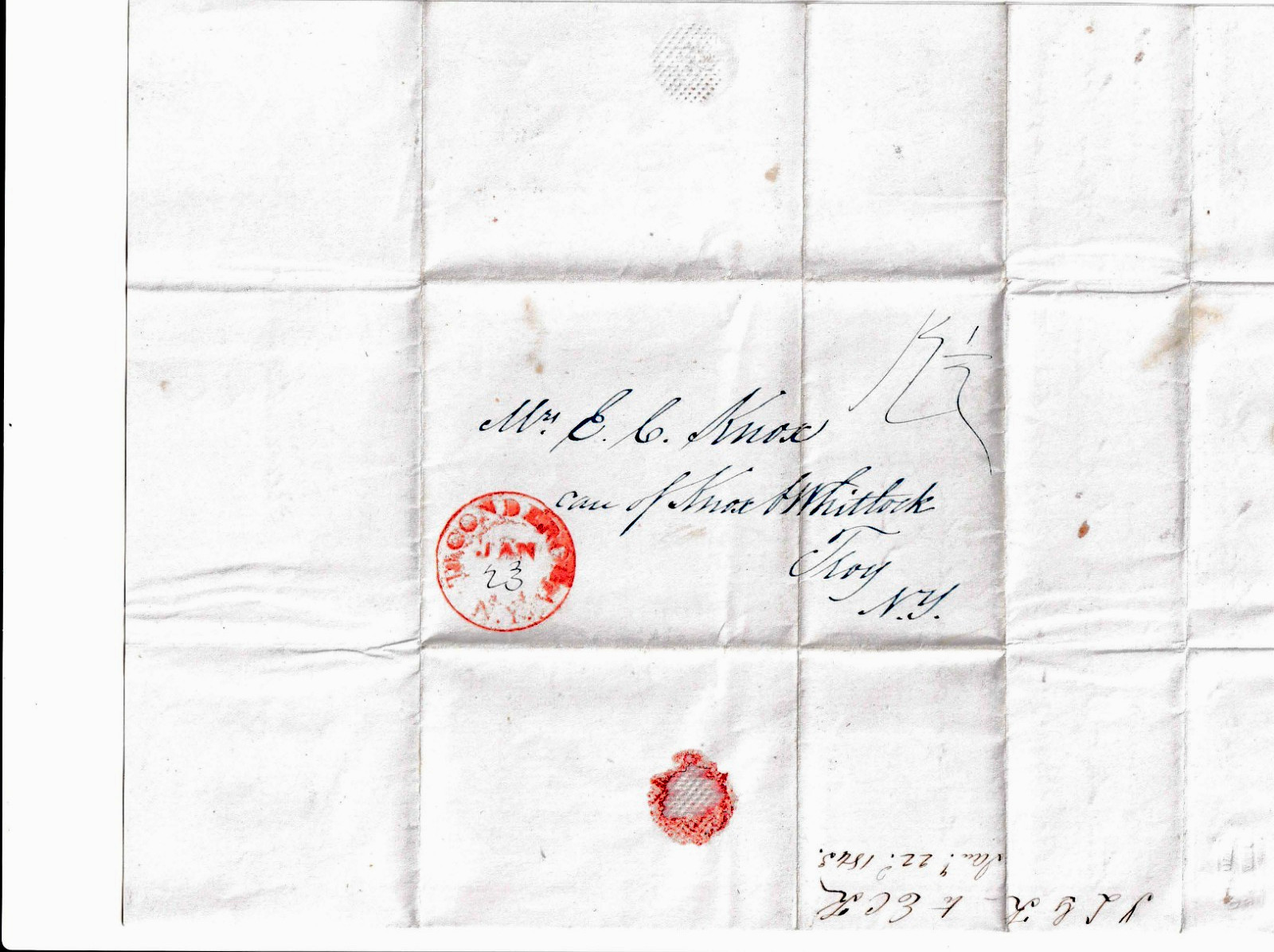 1843 Schroon Lake NY Letter Winter Travel Ticonderoga Knox Family ALS