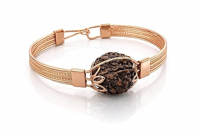 2x Pure Copper Kada With 5 Mukhi Rudraksha Bracelet For Healing Unisex Handmade