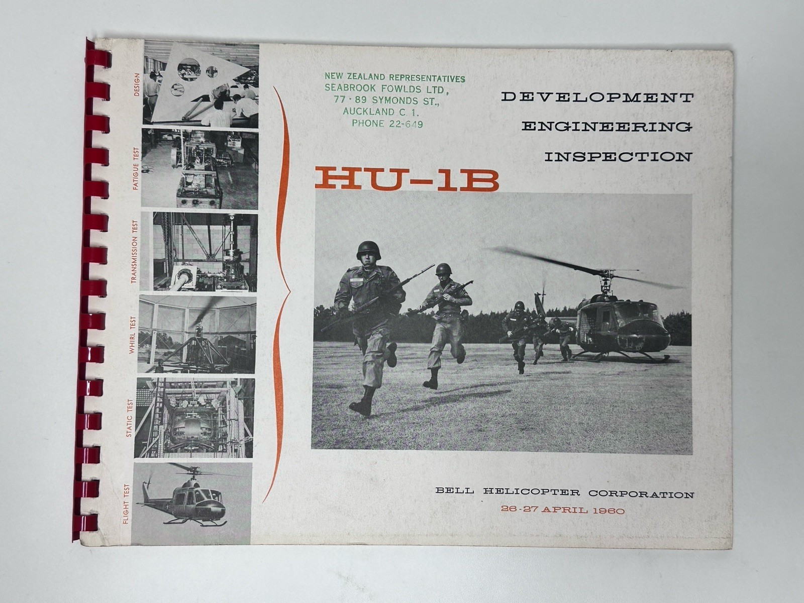 Rare 1960 Bell HU 1B Huey Development Engineering Inspection Booklet Jeffrey Eva