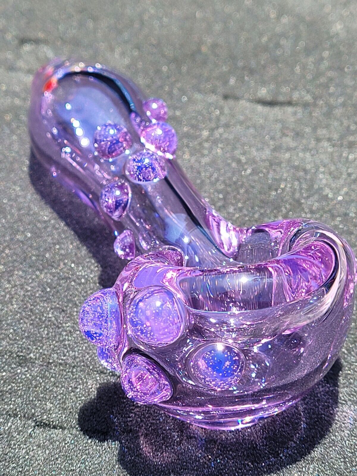 Clear Purple Hand Blown American Made Glass  Pipe 3.7