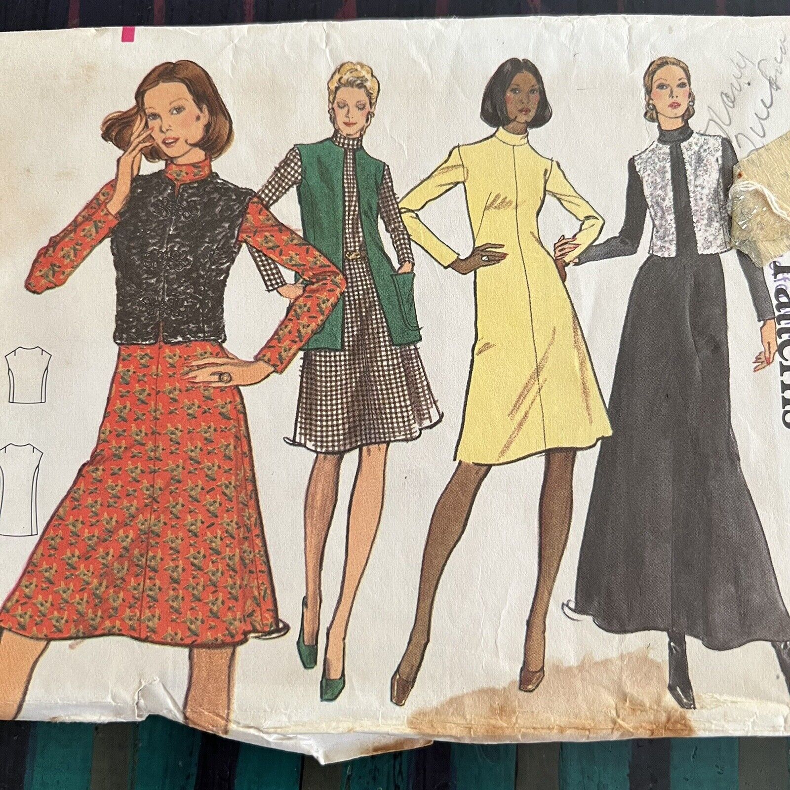 Vintage 1970s Vogue 8421 Academia Dress + Jacket Sewing Pattern 12 Bust 34 UNCUT
