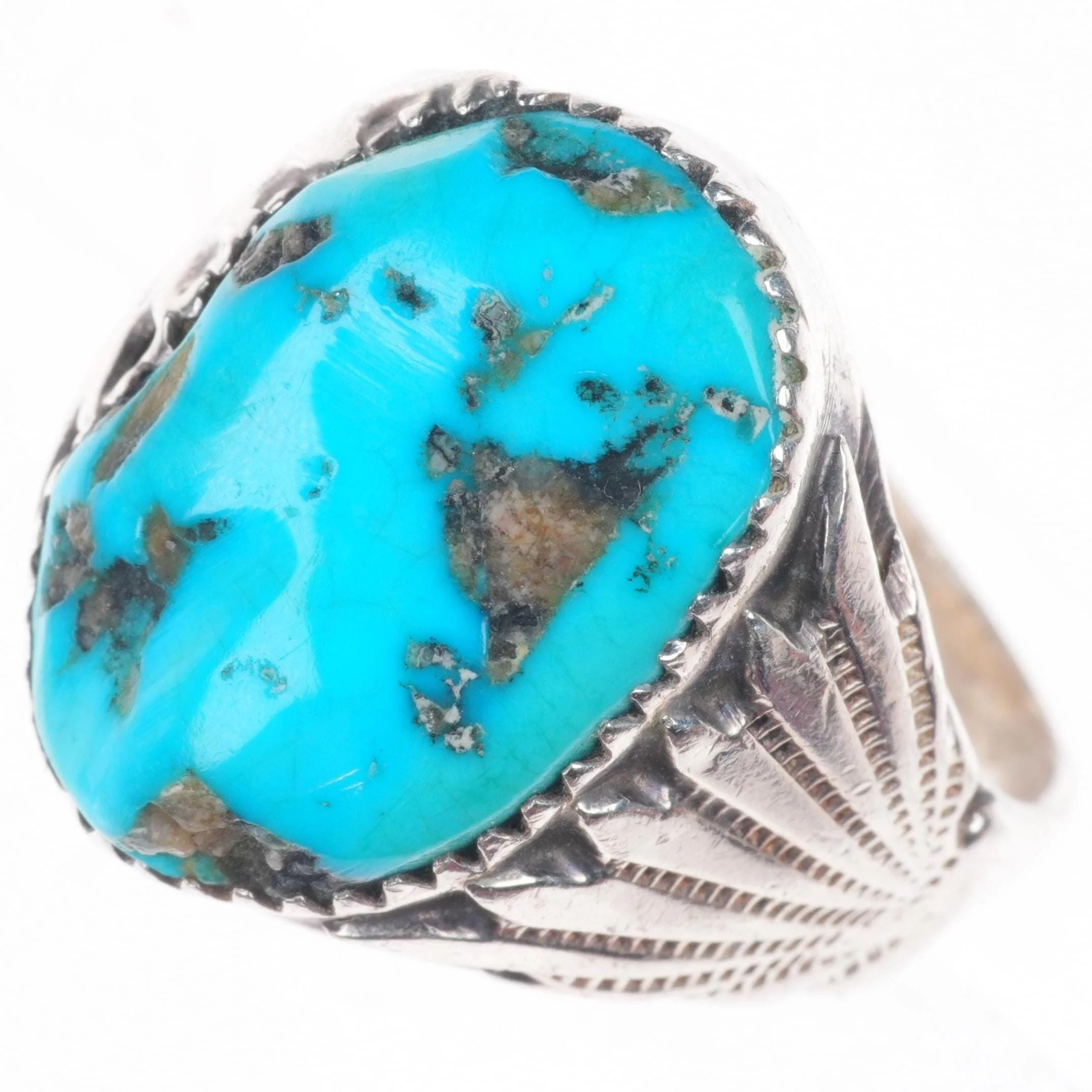 sz11 vintage Robert and Bernice Leekya Zuni sterling silver turquoise ring