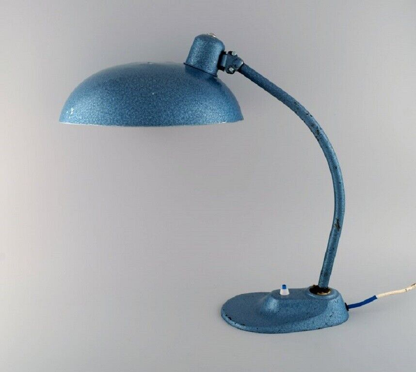Large adjustable work lamp in original turquoise metallic lacquer. Mid-20th C.
