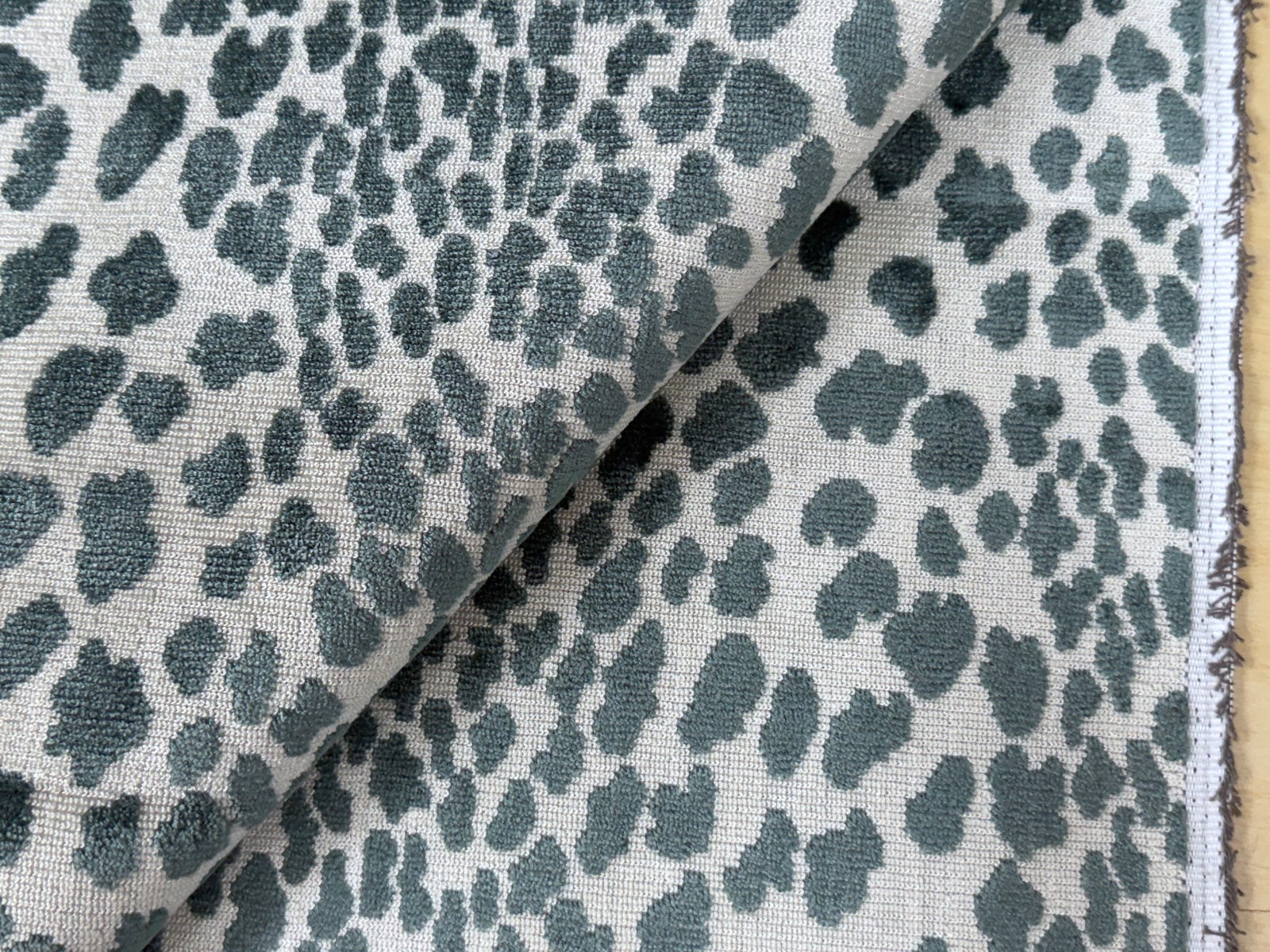 3.125 Yards Swavelle Seeing Spots Aqua Green Animal Print Epingle Velvet Fabric