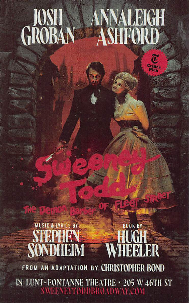 Sweeney Todd 2023 ad handbill the musical flyer Broadway New York Josh Groban