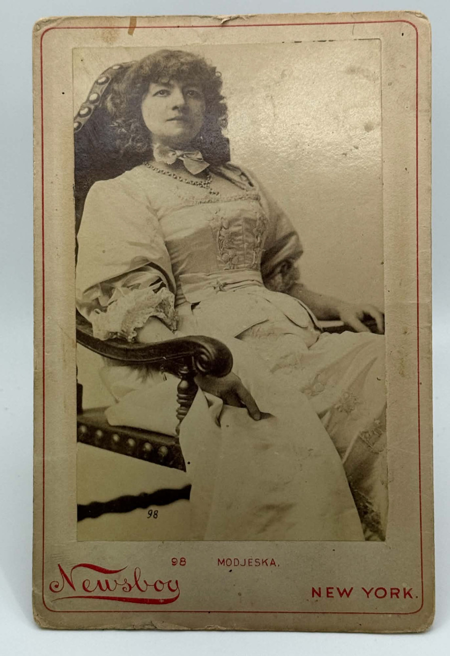 1889 Newsboy Tobacco Cabinet Card 98 HELENA MODJESKA Actress Falk Fredonia KS 1889 Newsboy Tobacco Cabinet Card 98 HELENA MODJESKA Actress Falk Fredonia KS