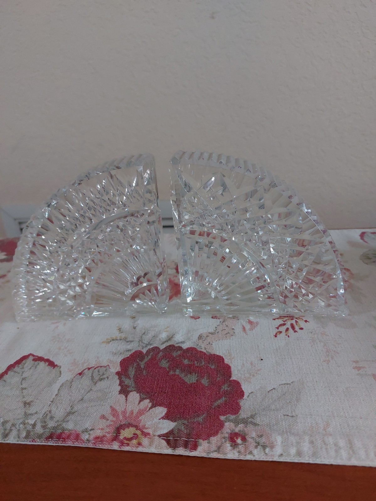 Waterford Cut Crystal Quadrant Bookends 5 Inch Ireland MINT Condition 