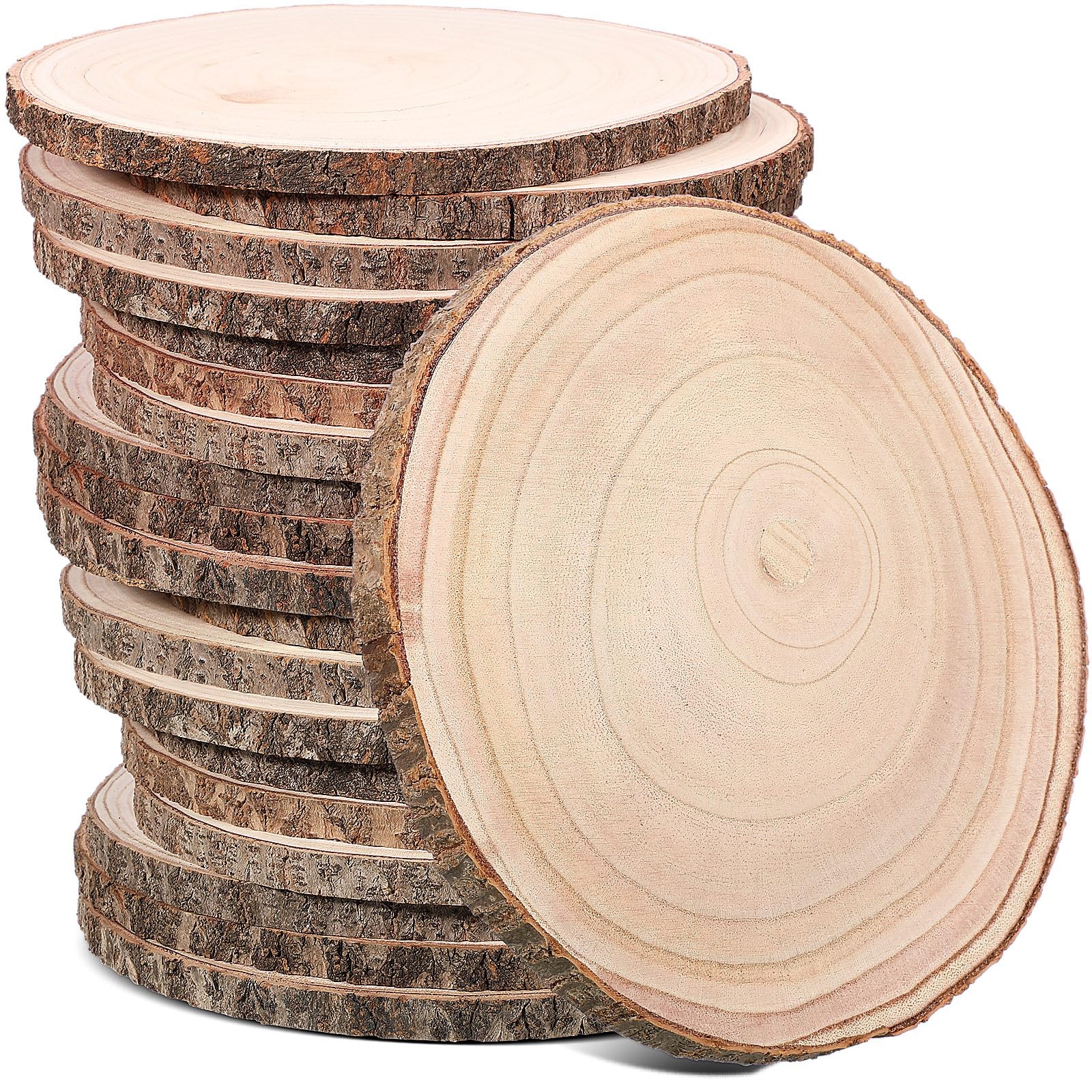 Tioncy 20 Pcs Natural Large Wood Slices 10-12 Inch for Centerpieces