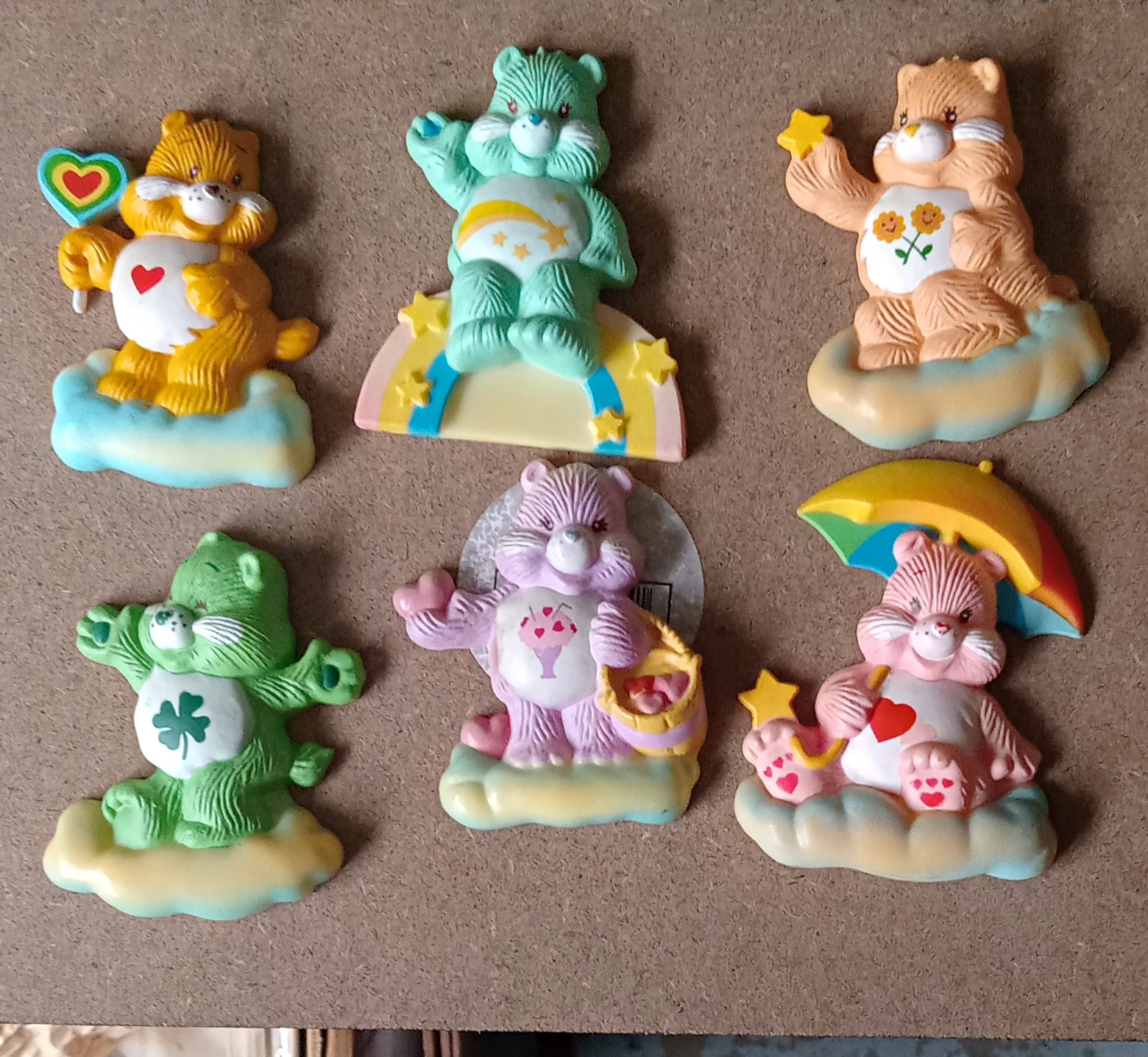 Care Bears Set of 6 Multicolor Plastic Fridge Magnets Asymmetrical Shape