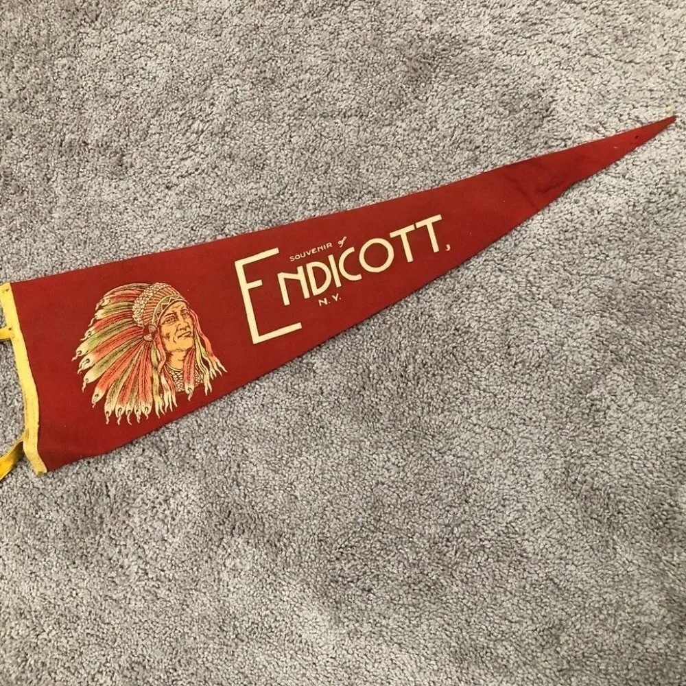 1950s Antique Endicott NY Pennant Flag 27\