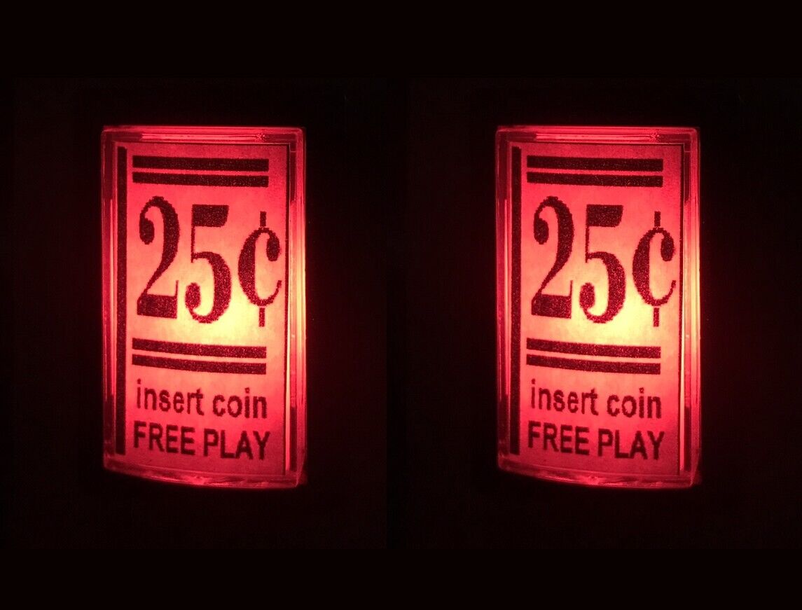 25 Cent / Free Play LED Pushbuttons for DIY Arcade - RED - 2 PACK
