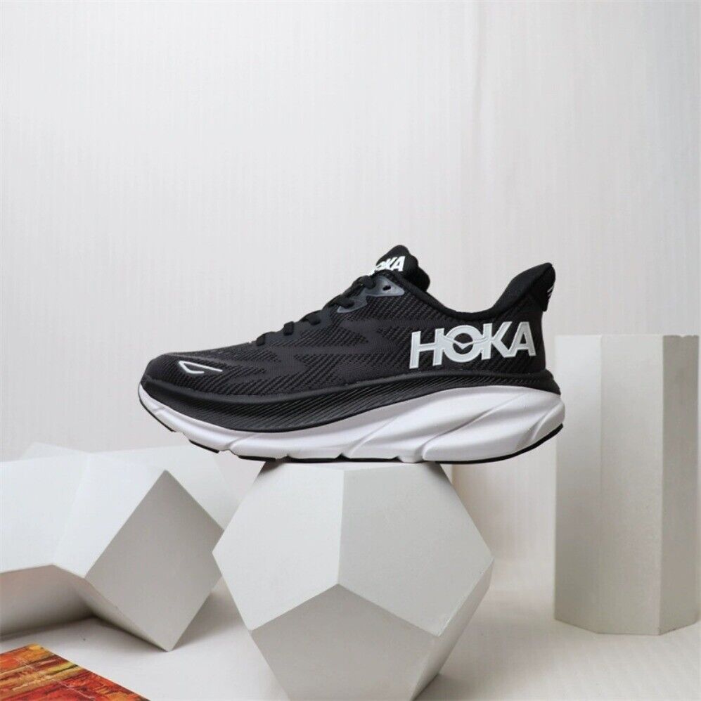 HOKA ONE ONE Clifton 9 Women/Men Running Shoes - NEW Black/White Soft 1132210