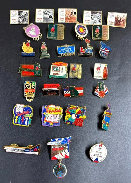 Lot of 29 Sponsor Pins from Atlanta 1996 Olympic Games - Delta, UPS, Coke Etc.