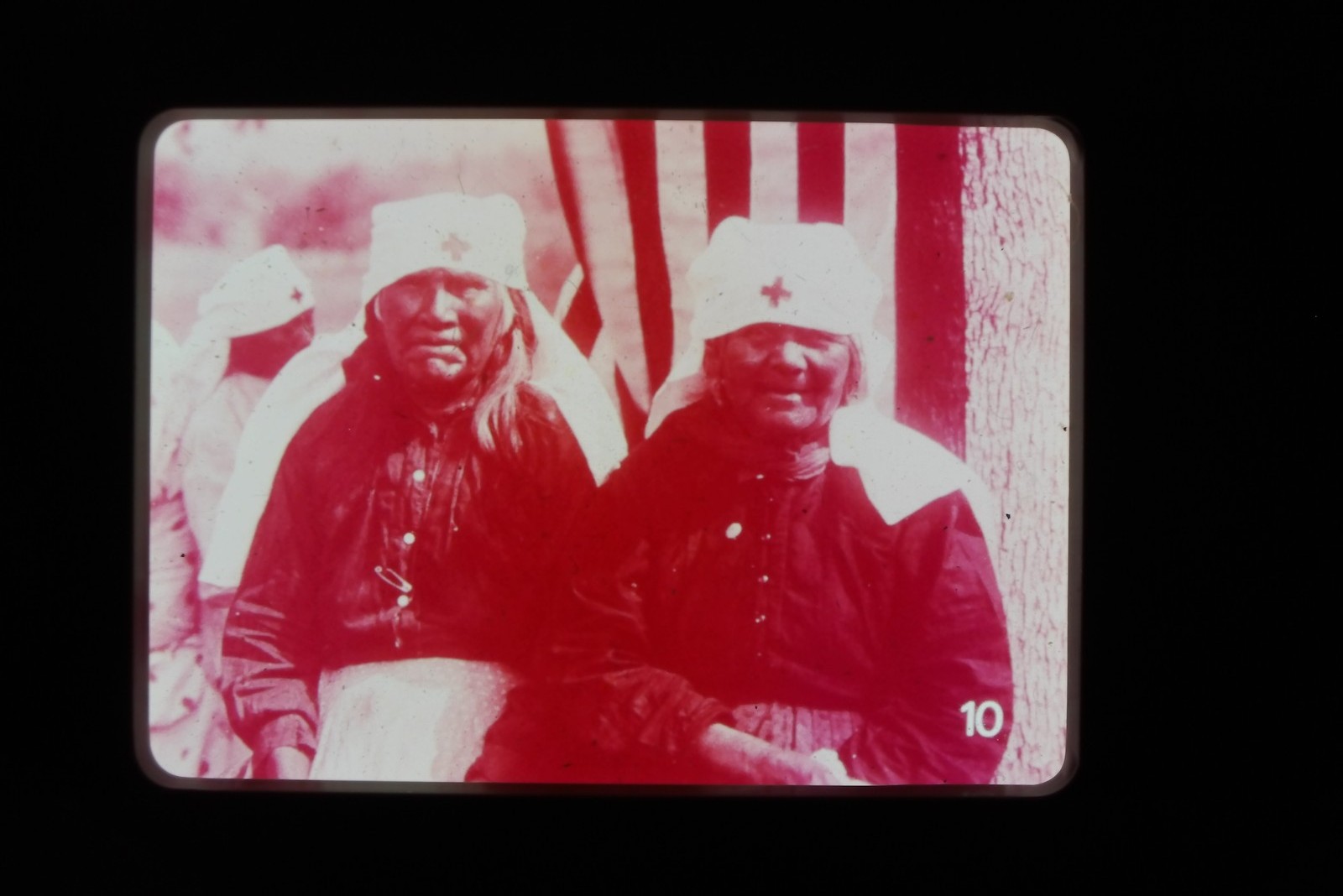 c1910\'s 35mm Slide Film Indigenous Women Red Cross Uniforms Portrait American
