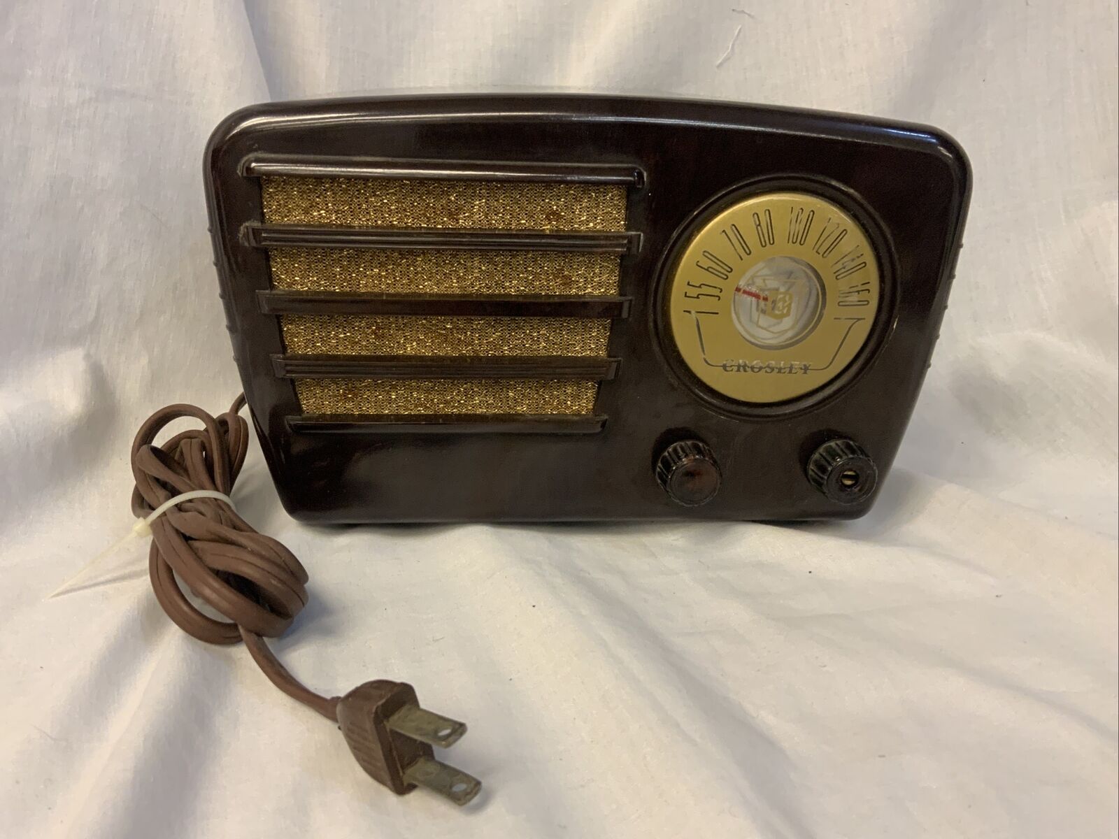 Crosley Miniature Brown Plastic Tube Radio Model 58Tk TESTED