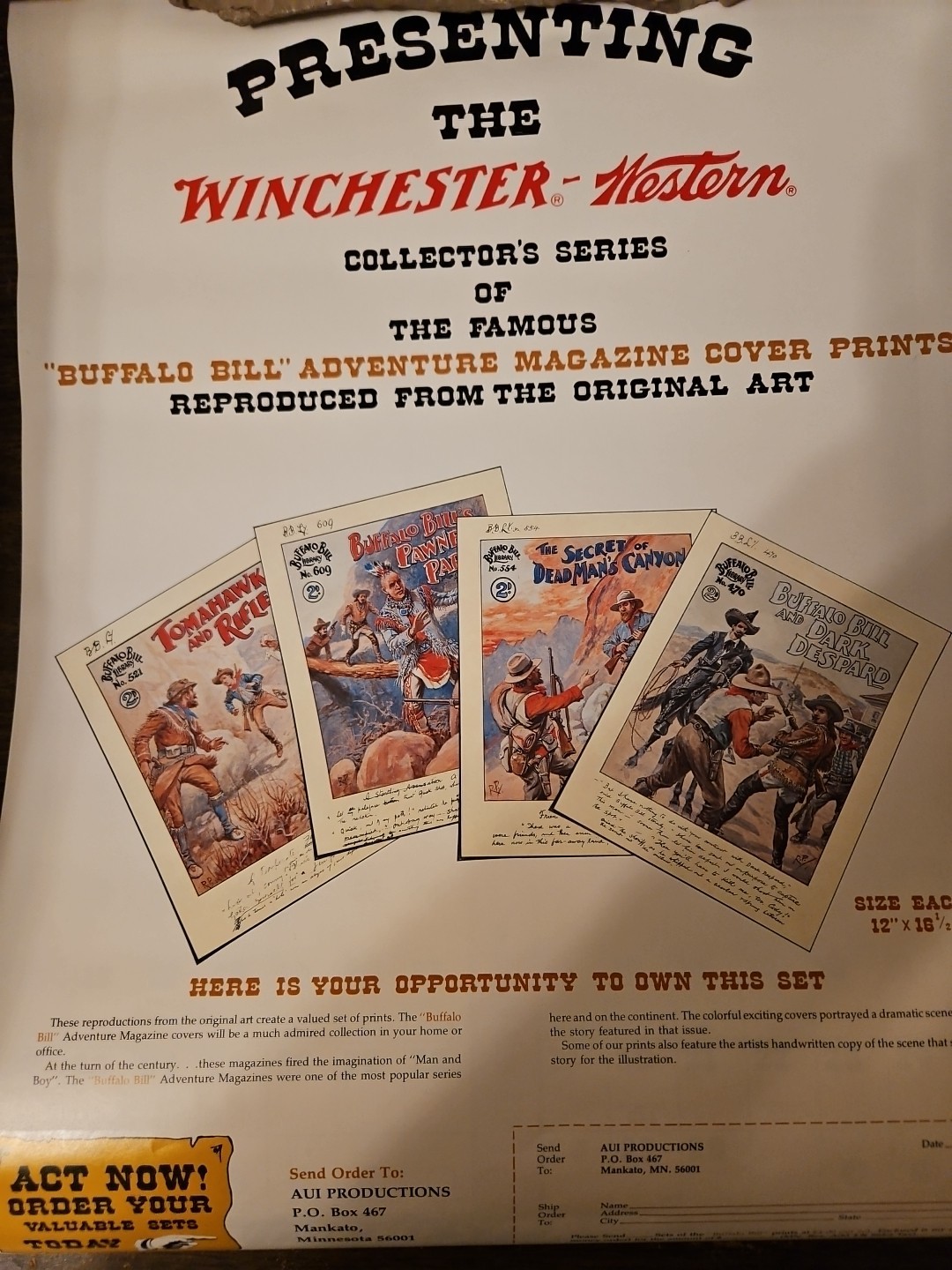 1978 Vintage Winchester Western Collection Buffalo Bill\'s Adventures Calender 