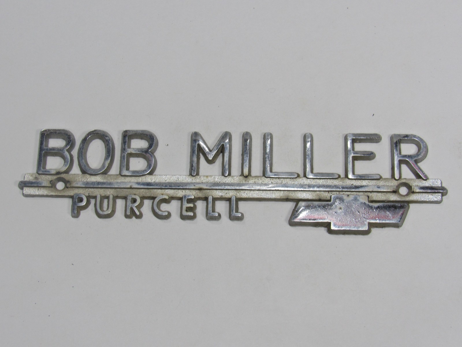 VTG Bob Miller Chevrolet Purcell Oklahoma Metal Dealership Badge Emblem Tag OK