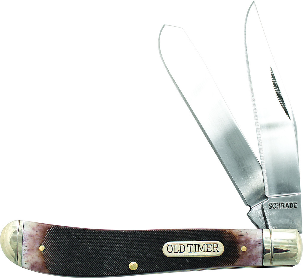 Schrade Old Timer Genuine Bone Gunstock Trapper 9Cr18MoV Mirror Polish 94OTB NEW