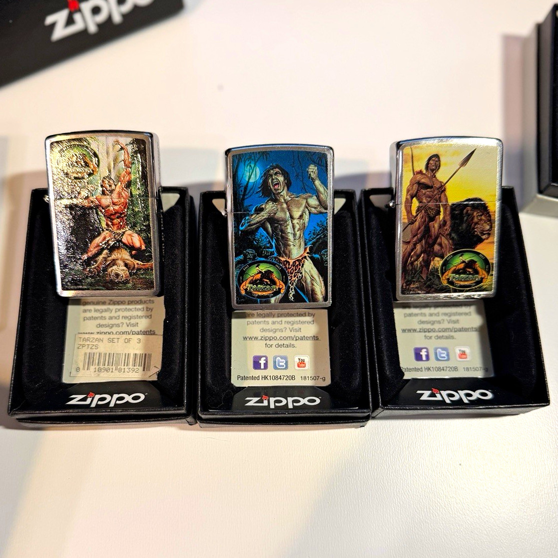 Zippo 100th Anniversary Tarzan of the Apes 3-Piece Lighter Set