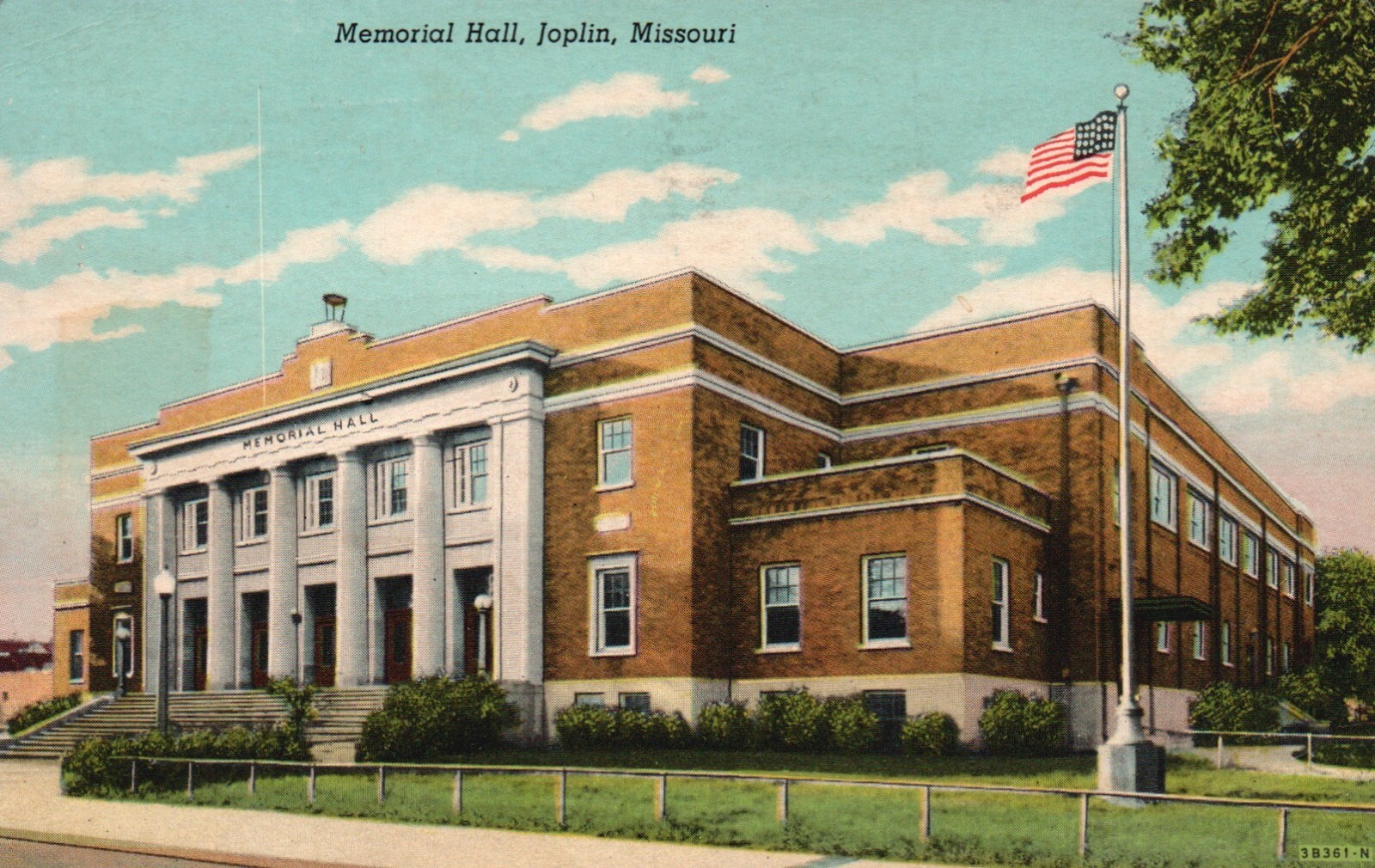 Postcard MO Joplin Missouri Memorial Hall 1954 Antique Vintage Old PC e9627