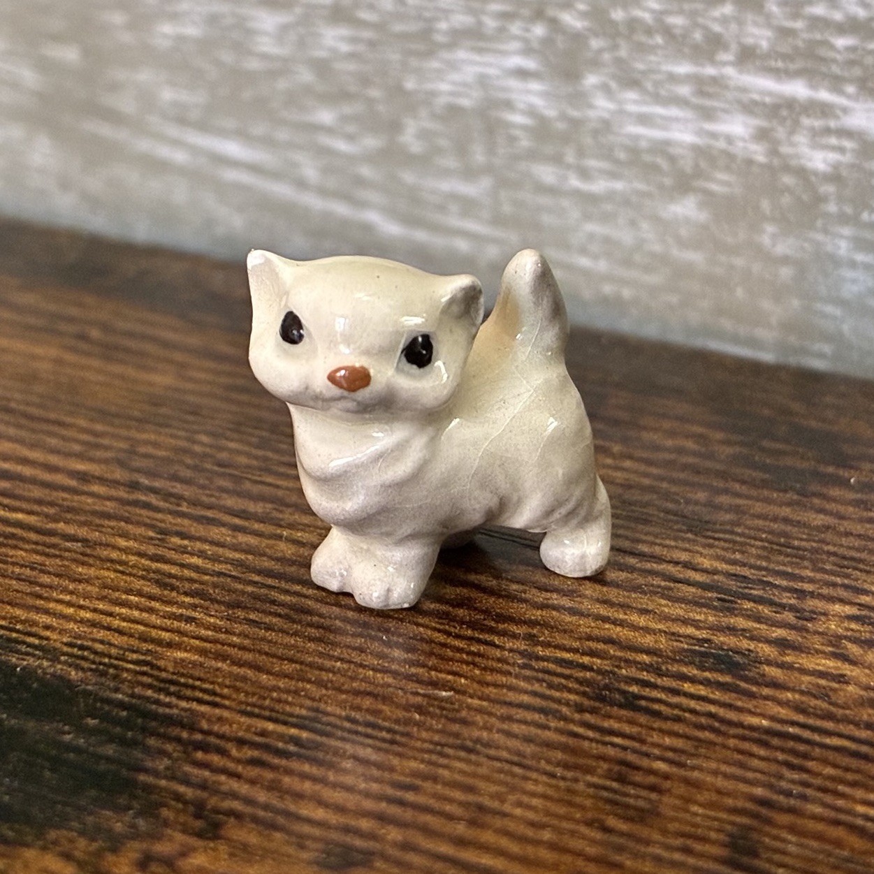 Vtg Miniature Hagen Renaker White Persian Kitten Cat #19 Retired Figure Decor