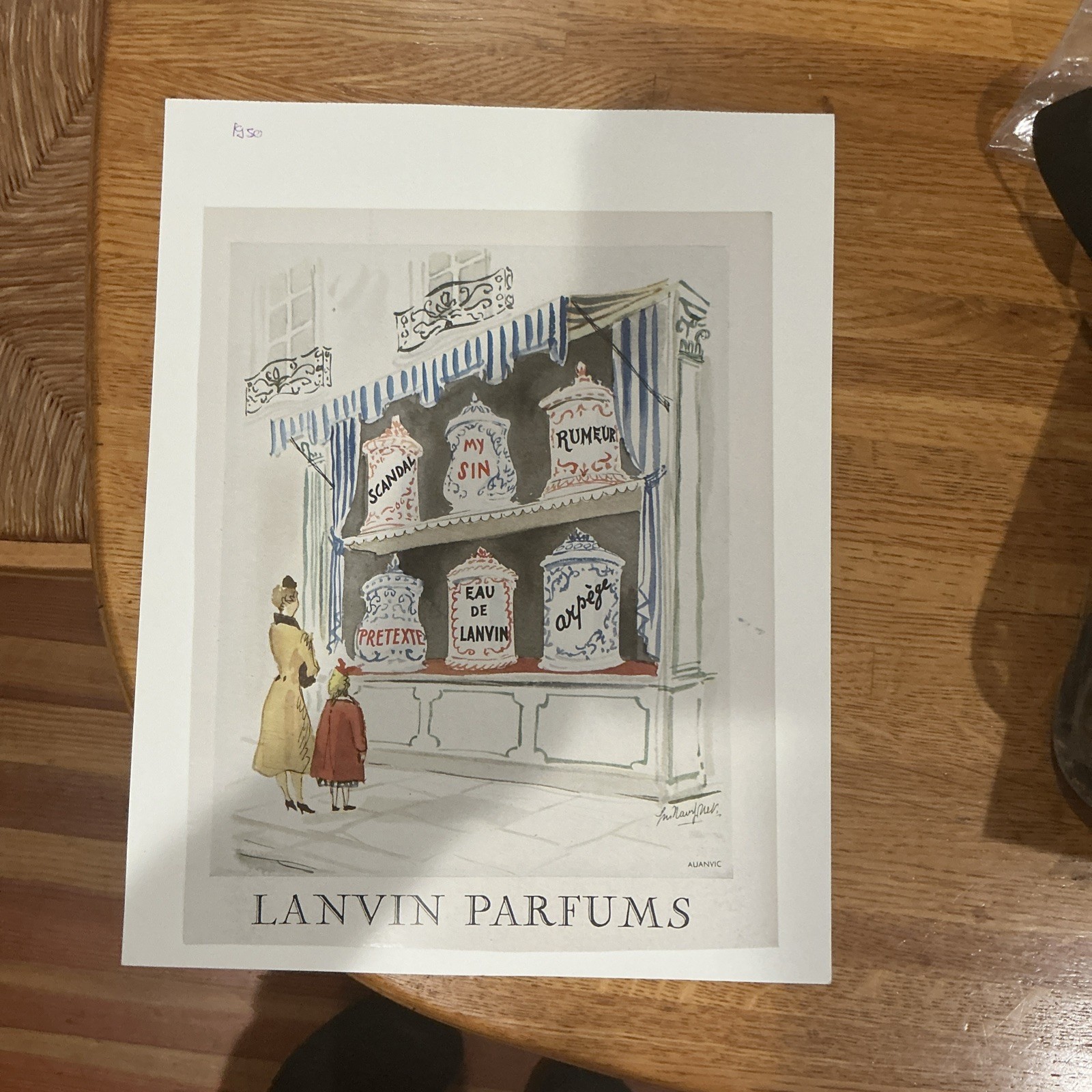 1950 Lanvin Paris Parfum Perfume Vintage French Art Ad